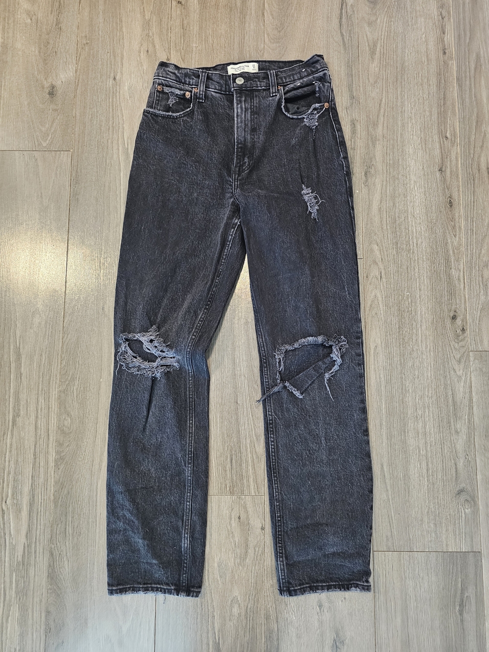 Abercrombie & Fitch Black Washed 90s Straight High Rise Jeans